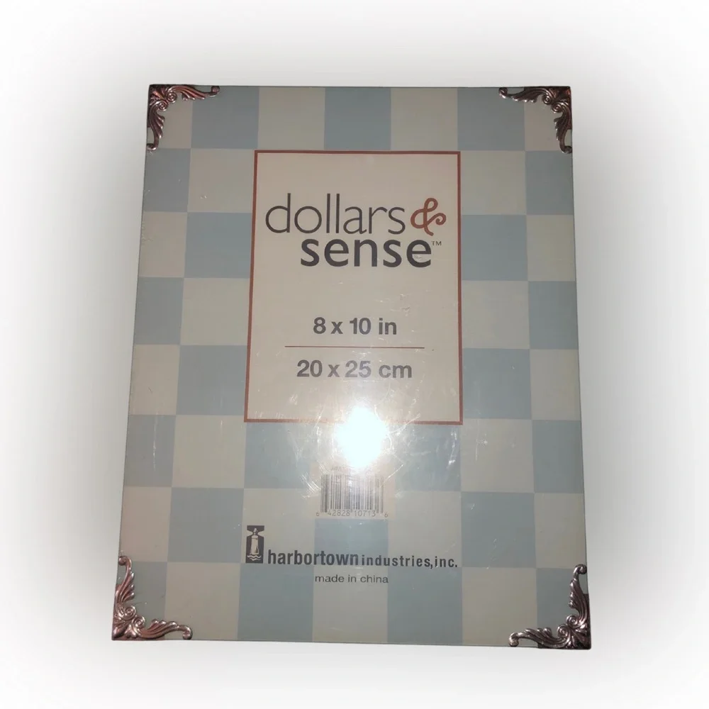 NEW Sealed 8x10 Glass Photo Frame | Silver-Toned Accents | Dollars & Sense